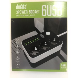 Durata 6 port plus 3 stekker contactdoos