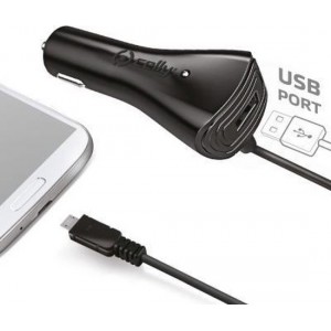 Celly - micro-USB autolader met extra USB-ingang 2,1A