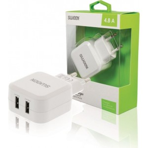 Sweex dubbele USB lader - 4,8A / wit