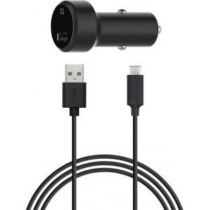 Xqisit Car Charger autolader USB C kabel - Zwart