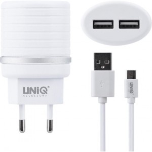 UNIQ Accessory Dual Port 2.4A travel charger - Micro USB Wit (CE)