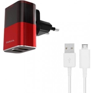 Durata DR-44 Snellader 2 USB Output Auto ID Fast Charger USB oplader (2.4A) + Micro USB kabel