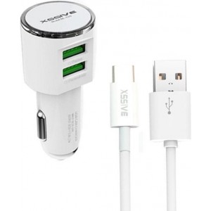 Xssive Dual USB Autolader met Micro USB kabel en 2 USB poorten