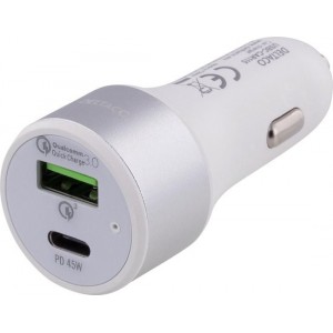 DELTACO USBC-CAR115 Autolader 63W - USB 3.0 Snellader en USB-C Power Delivery - Wit