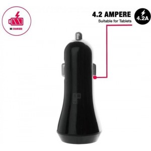 BeHello Car Charger 2 USB Portals 4.2A Zwart, Autolader