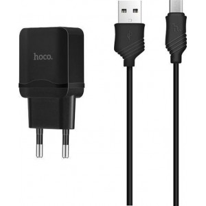 HOCO C22A Little Superior USB oplader adapter + Micro USB kabel 1 meter zwart voor Samsung Galaxy, Huawei, Xiaomi, etc