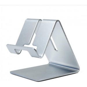 DrPhone SH1 Universele Smartphone/Tablet Standhouder – Aluminium – Brede haken - metalen beugel - Zilver