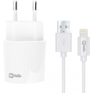 BeHello Oplader met Apple iPhone Lightning Oplaadkabel 2.1 Ampère Wit