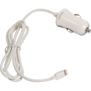 Valueline Lightning autolader met vaste kabel - 2,1A - wit - 1 meter