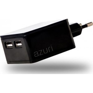 MH by Azuri 100-240V home charger with phone base - 2 USB ports - 4.8Amp - zwart