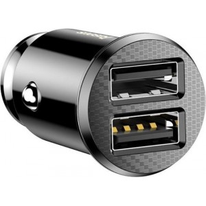 Baseus mini autolader 2x usb poort 3.1A - zwart