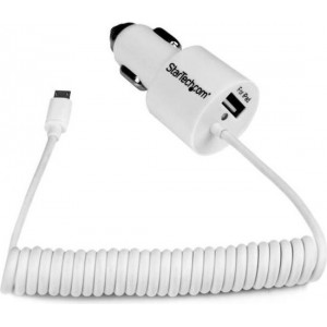 StarTech.com 2-poorts autolader met Micro USB-kabel en USB-poort wit