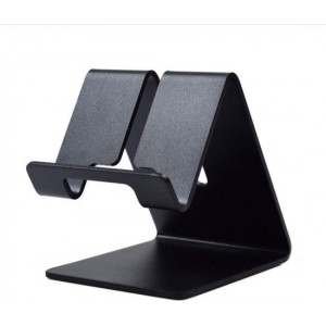 DrPhone SH1 Universele Smartphone/Tablet Standhouder – Aluminium – Brede haken - metalen beugel - Zwart