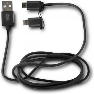 Ksix B0914CUM01 USB-kabel 1 m 2.0 USB A Micro-USB B Zwart, Metallic