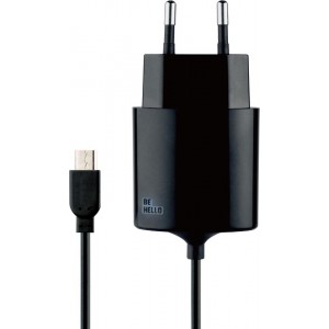 BeHello Reislader met Micro USB kabel (1,2m) 2.1A Recht - Zwart