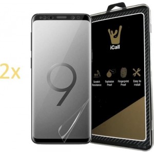 2x Screenprotector Samsung Galaxy S9 Plus van iCall - Glas PET Folie Screen Protector Transparant 0.2mm 9H