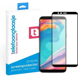 OnePlus 5T screenprotector gehard glas Edge to Edge - zwart