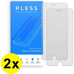 2x Screenprotector iPhone 7 Plus en iPhone 8 Plus - Beschermglas Tempered Glass Cover - Pless®