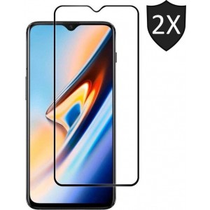 2x OnePlus 6T Screenprotector Glazen Gehard | Full Screen Cover Volledig Beeld | Tempered Glass - van iCall