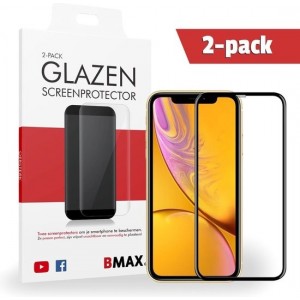 2-pack BMAX iPhone XR Screenprotector Full Cover Glas | Dekt het volledige scherm! | Beschermglas | Tempered Glass