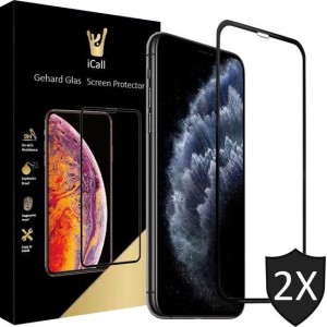 iPhone 11 Pro Max Screenprotector - Tempered Gehard Glas - Full Screen Volledig Beeld - iCall - 2 Stuks