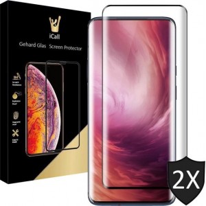 OnePlus 7T Pro Screenprotector - Tempered Glass Gehard Glas - Full Screen Cover Volledig Beeld - iCall - 2 Stuks