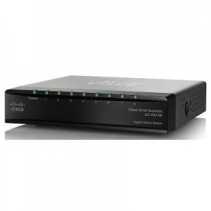 Cisco switch: SG200-08 / 8-Port / Gigabit Ethernet / Managed - Zwart