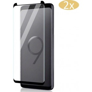 2x Screenprotector Gehard Tempered Glas voor Samsung Galaxy S9 - Case Friendly voor Hoesje Screen Protector Zwart - van iCall