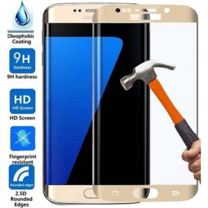 Full Cover Display Screenprotector Tempered Glass Samsung Galaxy S7 Edge goud