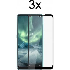 Nokia 7.2 Screenprotector Full Cover - Nokia 6.2 Screenprotector Full Cover - 3x Tempered Glass Screen Protector