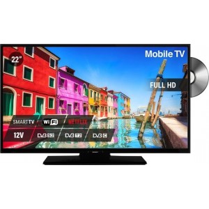 Nikkei Mobile TV 22 inch (56cm) FULL HD - DVD - SMART - Satelliet TV - 12 Volt aansluiting