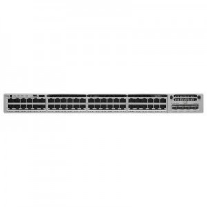 Cisco switch: Catalyst Stackable 48 10/100/1000 Ethernet PoE+ ports, with 1100WAC power supply 1 RU, LAN Base feature .....