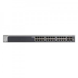 Netgear switch: ProSAFE Smart Switch - XS728T - 24 x 10 Gigabit Ethernet- en 4 dedicated SFP+ poorten - Zwart