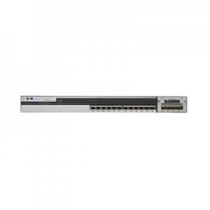 Cisco switch: Catalyst Stackable 12 SFP Ethernet ports, with 350WAC power supply, 1 RU, IP Base feature set - Grijs