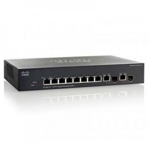 Cisco switch: SG350-10MP - Zwart