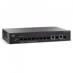 Cisco switch: SG300-10SF - Zwart