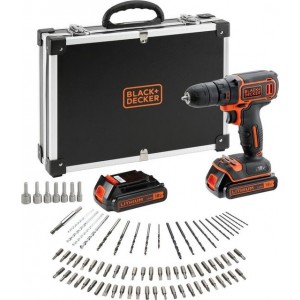 BLACK+DECKER BDCDC18BAFC-QW Accuboormachine kit - 18V - 80 accessoires - incl. 2 accu's en lader