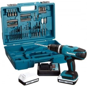 Makita HP457DWE10 Klopboor-/Schroefmachine -18 V - Met 74-Delige accesoireset