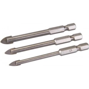 Silverline 3-delige tegel & glasboorbeitel set met 6-hoekige schacht 5, 6 en 8 mm