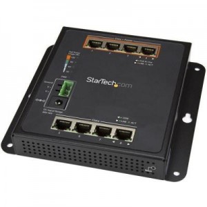 StarTech.com switch: 8 poorts (4 PoE+) Gigabit ethernet switch managed wandmonteerbaar met toegang voorzijde - Zwart