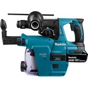 Makita DHR243RTJW 18 Volt combihamer met verwisselbare boorkop met stofafzuiging | 18v 5.0Ah in M-box