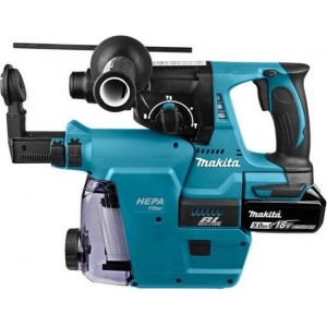 Makita combihamer - DHR242RTJW - 18 V - SDS-Plus - incl. 2 x 5,0 Ah accu en snellader - in Mbox - met stofafzuiging