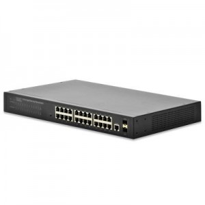 Digitus switch: Gigabit Ethernet, 24 x 10/100/1000Base TX, 2 x SFP - Zwart