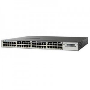 Cisco switch: Catalyst Stackable 48 10/100/1000 Ethernet PoE+ ports, with 1100WAC power supply 1 RU, IP Services .....