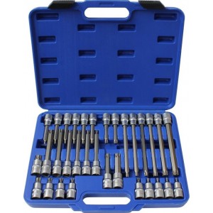 Torx bitset met diverse lengtes bits, 1/2" - Normex, 30 delig