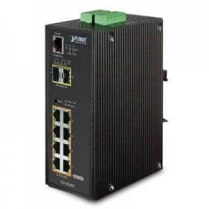 Planet switch: Managed, 8 x 10/100/1000T 802.3af PoE RJ-45, 2 x SFP - Zwart