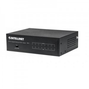 Intellinet switch: 16 Gbps, 8x 10/100/1000 Mbps RJ-45, PoE+, 4096 MAC, 118x155x46 mm - Zwart