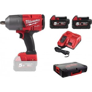 Milwaukee M18 FHIWF12-502X 18V Li-Ion accu slagmoersleutel set (2x 5,0Ah accu) in HD Box - 1356Nm - 1/2" - koolborstelloos