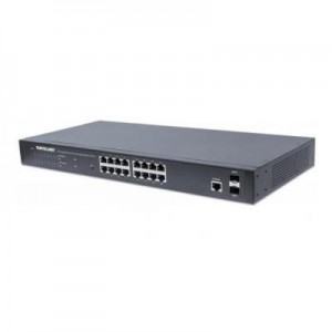Intellinet switch: 16 x PoE ports, IEEE 802.3at/af PoE+/PoE, 2 x SFP, Endspan, 48.26 cm (19") Rackmount - Zwart