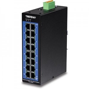 Trendnet switch: TI-G160WS - 16-Port Industrial Gigabit Web Smart DIN-Rail Switch - Zwart